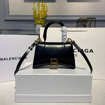 BALENCIAGA HOURGLASS XS TOP HANDLE BAG BLACK 