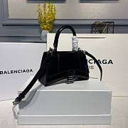 BALENCIAGA HOURGLASS XS TOP HANDLE BAG BLACK SILVER - 6