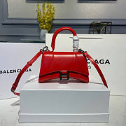 BALENCIAGA HOURGLASS XS TOP HANDLE BAG RED SILVER HARDWARE - 1