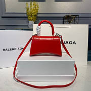 BALENCIAGA HOURGLASS XS TOP HANDLE BAG RED SILVER HARDWARE - 2