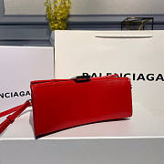 BALENCIAGA HOURGLASS XS TOP HANDLE BAG RED SILVER HARDWARE - 3