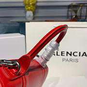 BALENCIAGA HOURGLASS XS TOP HANDLE BAG RED SILVER HARDWARE - 4