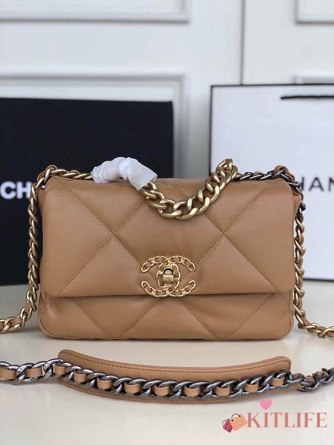 CHANEL 19 FLAP BAG BROWN 26CM  - 1