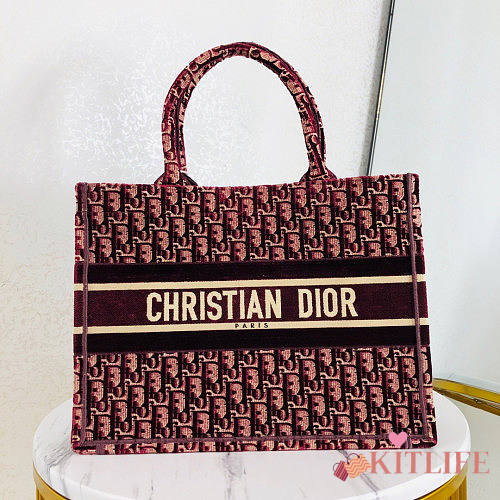 DIOR BOOK TOTE IN VELVET - 36.5-28-17.5cm - 1