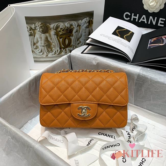 Forubags Chanel Classic Double Flap Bag Orange - 20cm - 1