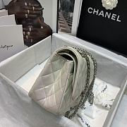 Forubags Chanel Classic Double Flap Metalic White Bag Metal Silver Glossy Hardware – 24x15x7.5cm - 6