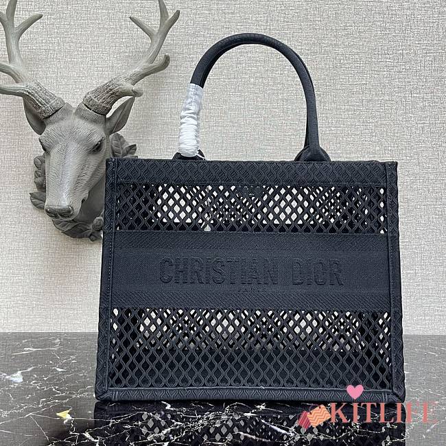 Forubags Christian Dior Mesh Book Tote Black - 36cm - 1