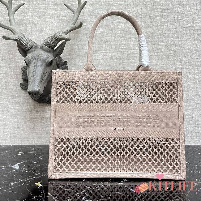 Forubags Christian Dior Mesh Book Tote Pink - 36cm - 1