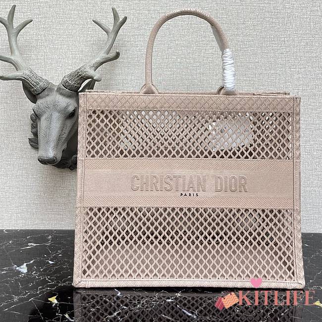 Forubags Christian Dior Mesh Book Tote Pink - 41cm - 1