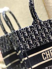 Christian Dior Book Tote Blue Oblique Embroidery - M1296Z - 36cm - 3