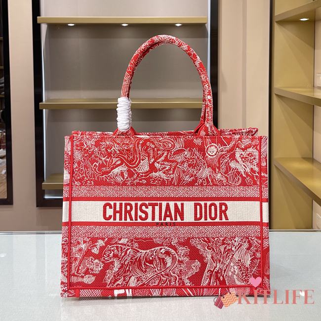 Christian Dior Book Tote Small Raspberry - M1296ZR - 36.5x28x14cm - 1