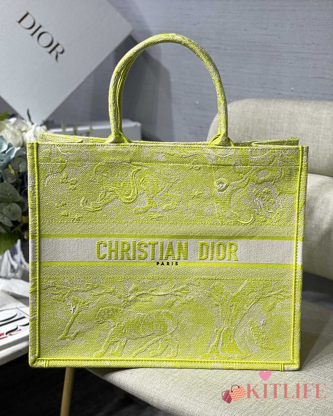 dior book tote lime