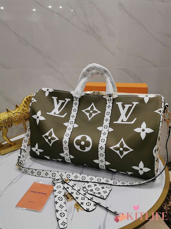 Forubags Louis Vuitton Keepall Bandoulière 50 Khaki Green / Beige – M44590  – 50 x 29 x 23 cm - 1