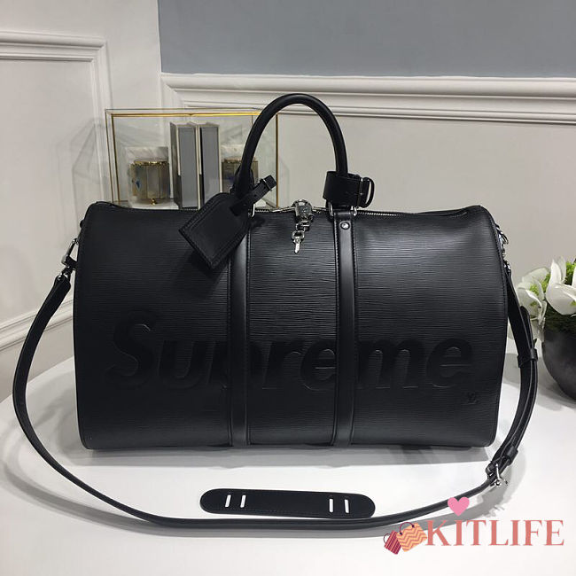 Forubags Louis Vuitton Keepall Travel Blue Supreme Black Bag – M53419 – 45x27x20cm - 1