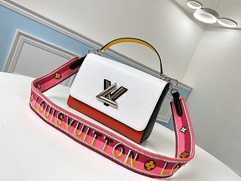 Forubags Louis Vuitton Twist Strap MM Epi Grained Leather White Fight Crimson – M55678 - 23x 17x 9.5cm