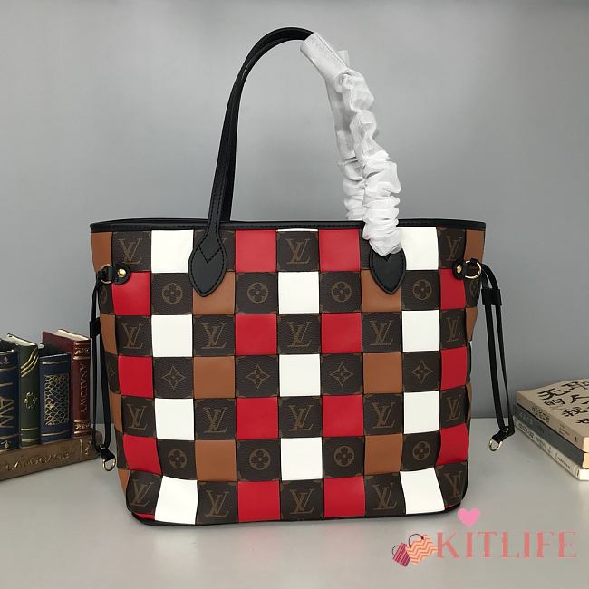 Forubags Louis Vuitton Neverfull Woven Shopping Bag Red/Brown – M40993 – 32x29x17 cm - 1