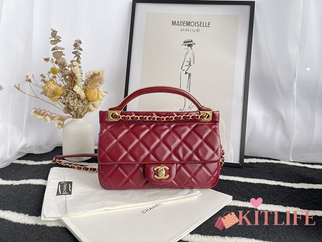 Forubags Chanel Calfskin Flap Bag With Top Handle Burgundy Fall 2021 – JY-21062991 - 22 cm - 1