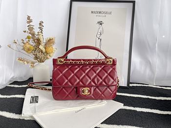 Forubags Chanel Calfskin Flap Bag With Top Handle Burgundy Fall 2021 – JY-21062991 - 22 cm