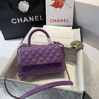 Forubags Chanel Coco Grained Calfskin with Handle Small Purple – 92993 - 23 cm