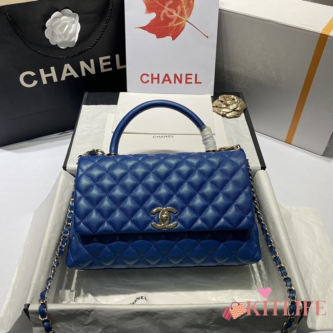 Forubags Chanel Coco Grained Calfskin with Handle Small Blue – 92991 - 28 cm - 1