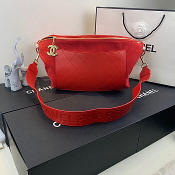 Forubags Chanel x Pharrell Waist Bag in Suede Red – 31.5x21x8 cm