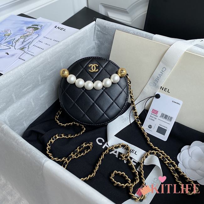 Forubags Chanel Round Cake Pearl Bag Black - AP0999 – 12x12x4.5 cm - 1