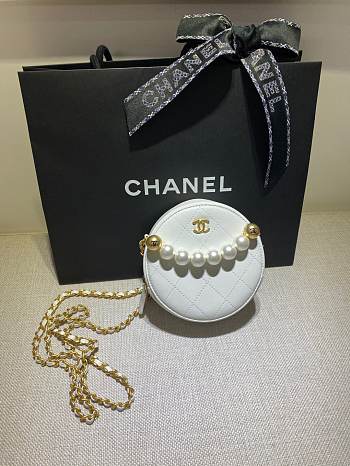 Forubags Chanel Round Cake Pearl Bag White - AP0999 – 12x12x4.5 cm