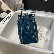 Forubags Chanel Bucket Wrinkled Retro Cowhide Texture Teal Blue - 1803 – 20.5x19x10.5 cm - 5