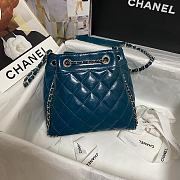 Forubags Chanel Bucket Wrinkled Retro Cowhide Texture Teal Blue - 1803 – 20.5x19x10.5 cm - 4