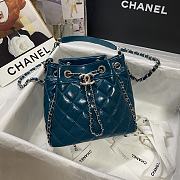 Forubags Chanel Bucket Wrinkled Retro Cowhide Texture Teal Blue - 1803 – 20.5x19x10.5 cm - 2