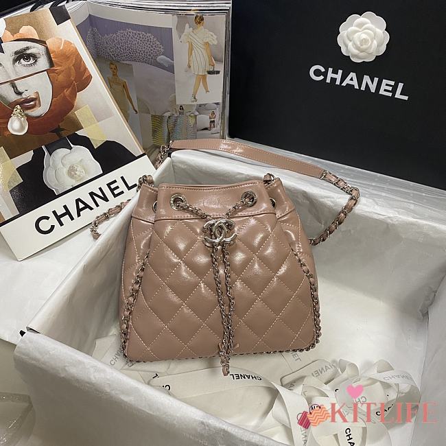 Forubags Chanel Bucket Wrinkled Retro Cowhide Texture Beige - 1803 – 20.5x19x10.5 cm - 1