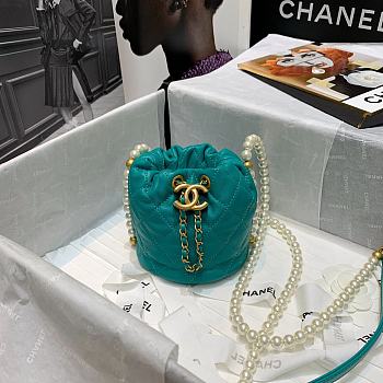 Forubags Chanel Bucket Beaded Mini Pearl Drawstring Green - AS2529 – 12x 12x 12 cm