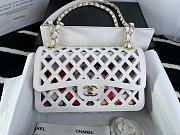 Forubags Chanel Perforated Calfskin, Printed Fabric & Gold-Tone Metal White Flap Bag – 25cm - 1