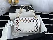 Forubags Chanel Perforated Calfskin, Printed Fabric & Gold-Tone Metal White Flap Bag – 25cm - 3