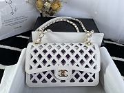 Forubags Chanel Perforated Calfskin, Printed Fabric & Gold-Tone Metal White Flap Bag – 25cm - 5