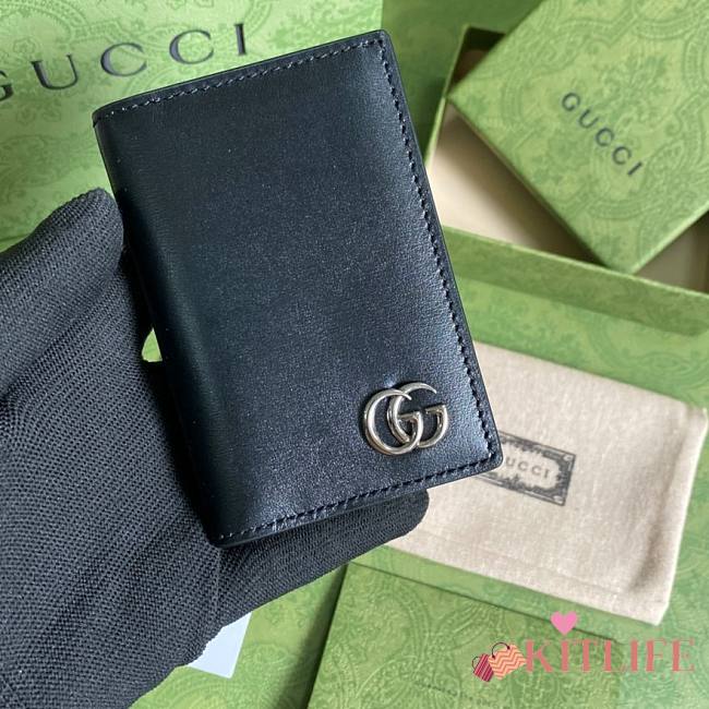 Forubags Gucci GG Marmont Card Case In Black Toothpick Pattern Leather - 547075 – 7x10.5 cm - 1