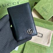 Forubags Gucci GG Marmont Card Case In Black Toothpick Pattern Leather - 547075 – 7x10.5 cm - 1
