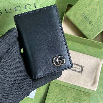 Forubags Gucci GG Marmont Card Case In Black Toothpick Pattern Leather - 547075 – 7x10.5 cm