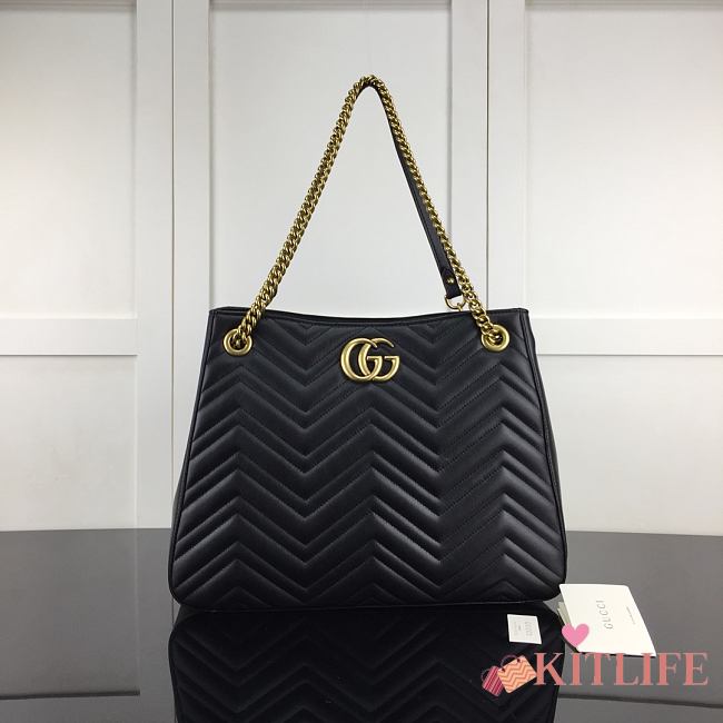 Forubags Gucci GG Marmont Matelasse Shoulder Bag Black – 453569 – W36xH27xD14 cm - 1