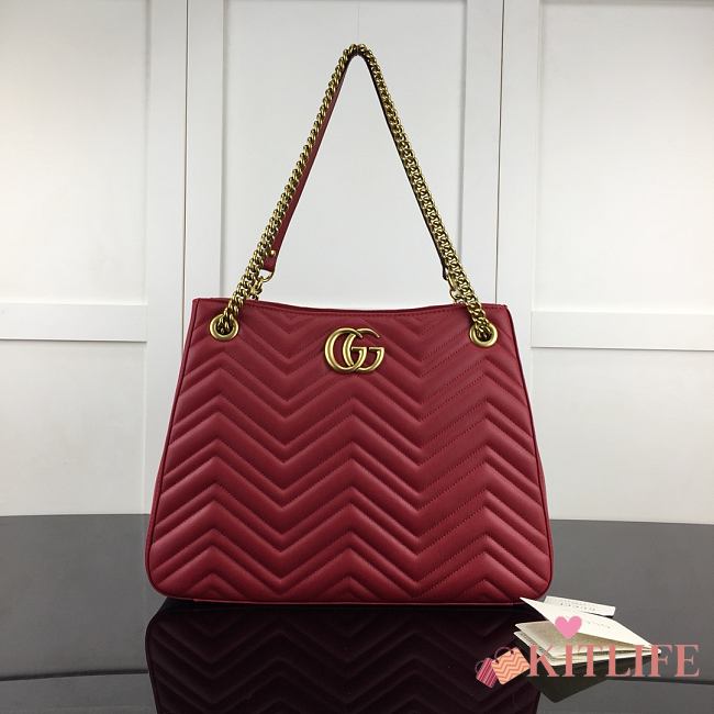 Forubags Gucci GG Marmont Matelasse Shoulder Bag Red – 453569 – W36xH27xD14 cm - 1