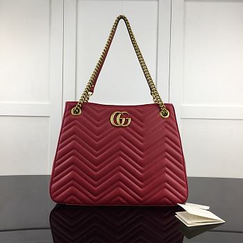 Forubags Gucci GG Marmont Matelasse Shoulder Bag Red – 453569 – W36xH27xD14 cm