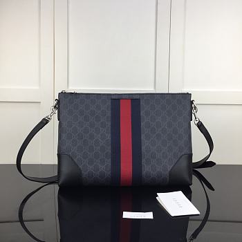 Forubags Gucci GG Flat Messenger Bag Black/ Grey – 474139 – W35.5xH25xD4cm cm