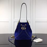 Forubags Gucci GG Marmont Quilted Velvet Bucket Bag Sapphire Blue – 525081 – W21xH22xD11 cm - 1