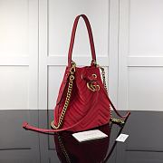 Forubags Gucci GG Marmont Quilted Velvet Bucket Bag Red – 525081 – W21xH22xD11 cm - 5