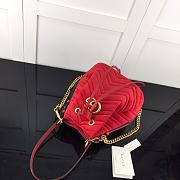 Forubags Gucci GG Marmont Quilted Velvet Bucket Bag Red – 525081 – W21xH22xD11 cm - 3