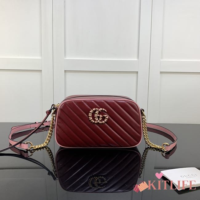 Forubags Gucci GG Marmont Red With Pink – 447632 – 24x12x7 cm - 1