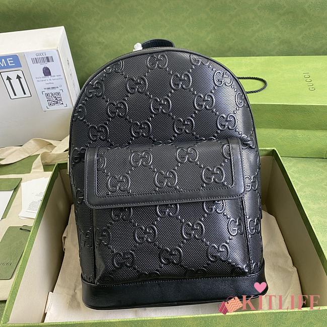 Forubags Gucci Embossed Backpack In Black Leather – 658579 – 27×37×13 cm - 1