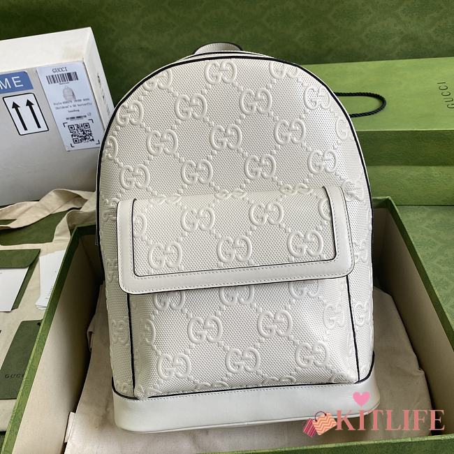 Forubags Gucci Embossed Backpack In White Leather – 658579 – 27×37×13 cm - 1