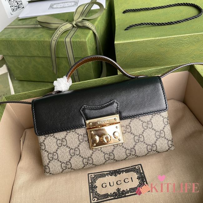 Forubags Gucci Padlock Mini Bag In Beige And Ebony GG Supreme Black – 652683 – 18×10×5 cm - 1