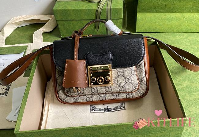 Forubags Gucci Padlock Mini Bag In GG Supreme Canvas Black – 658487 – 21x14x5 cm - 1